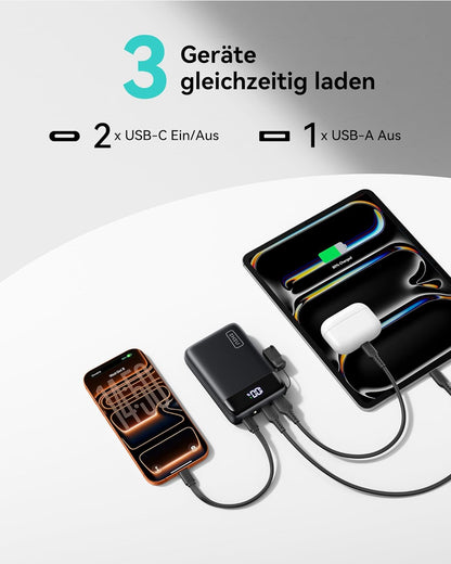 Powerbank mit Schnellladefunktion, Mini Grösse Schwarz