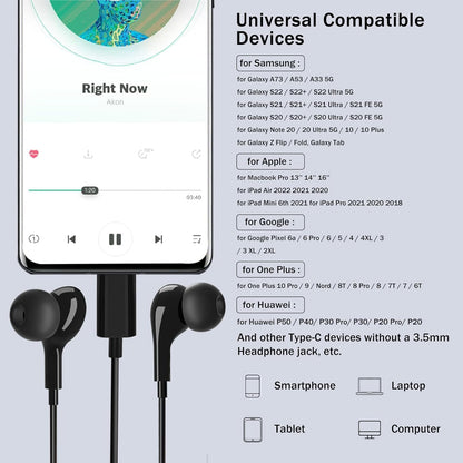 In-Ear Kopfhörer mit Mikrofon, Schwarz USB Typ C