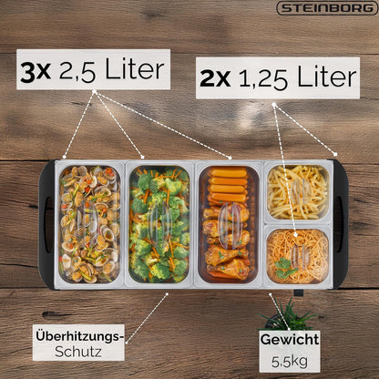 Buffetwärmer mit 5 Speisebehältern