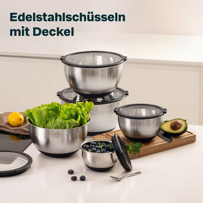Edelstahl Schüssel-Set mit Deckel (5-teilig), 5er Set