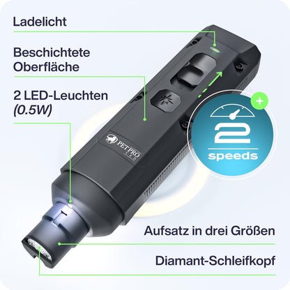 Elektrischer Krallenschleifer für Hunde mit LED-Licht, Gray