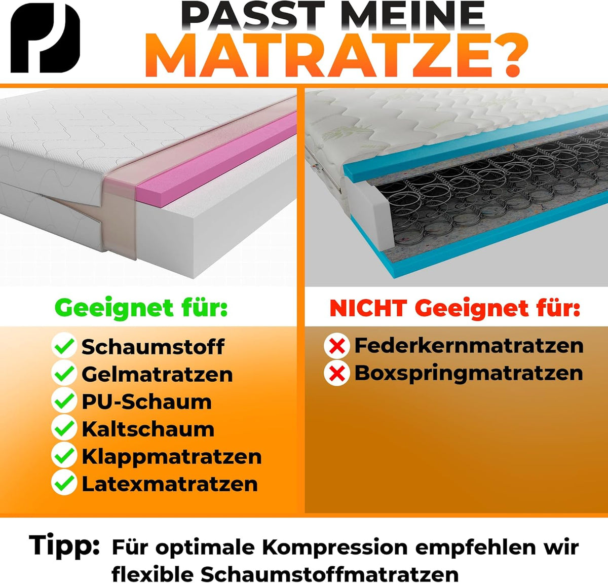 Vakuumbeutel für Matratzen bis 200 x 160 cm, Matratze Medium (bis 200x160cm)