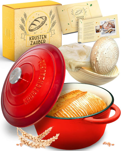 Gusseisen-Topf mit Gärkorb, Emaille Rot Topf