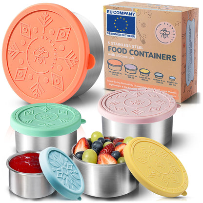 5er-Set Snackboxen mit Deckel, Regenbogen
