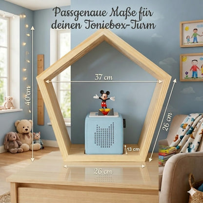 Regal für Toniebox mit Tonies Halterung (Holz)