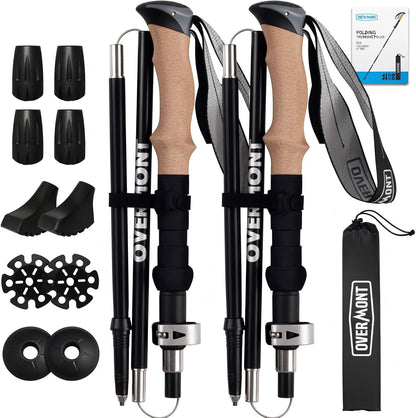 Faltbare Trekkingstöcke, 7075 Aluminium Aluminium Schwarz