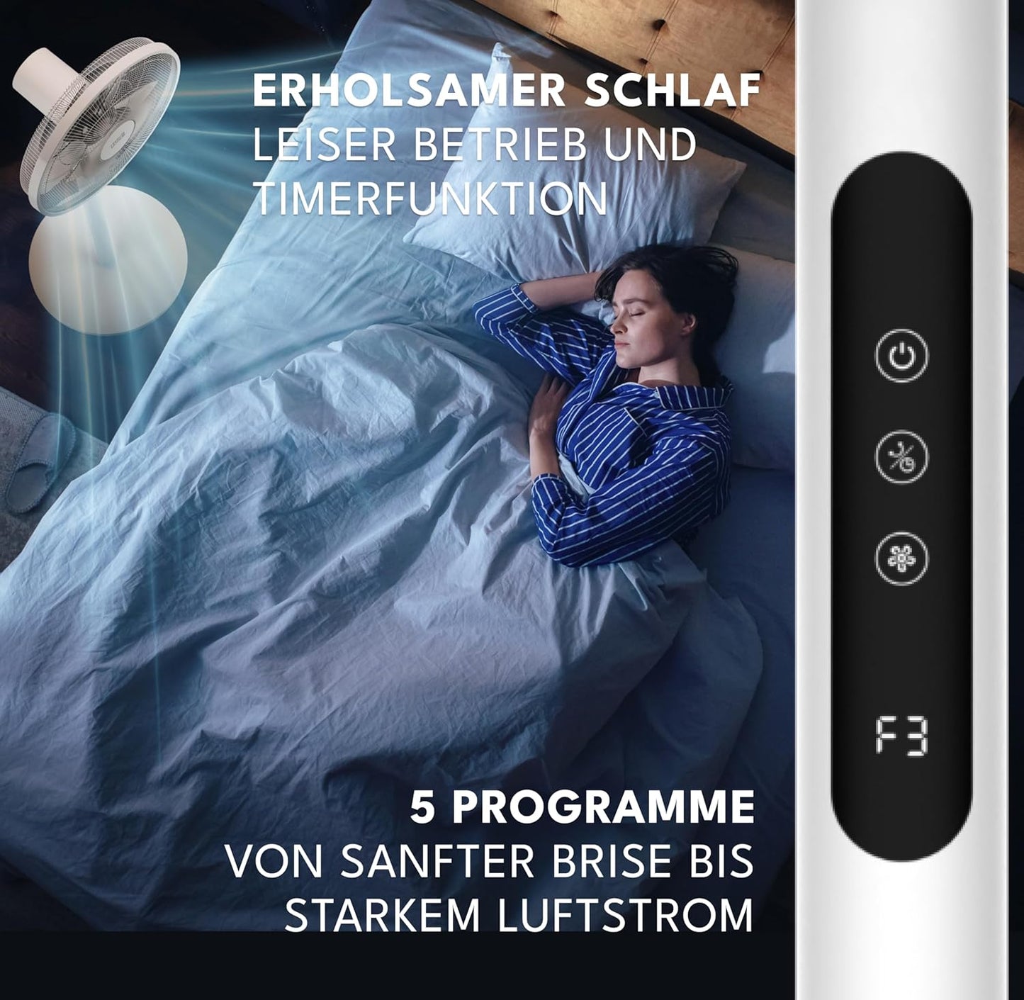 Standventilator mit Fernbedienung & Timer, Weiss I 60w I Led-display