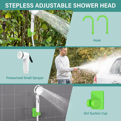Campingdusche mit Akku und Temperaturanzeige