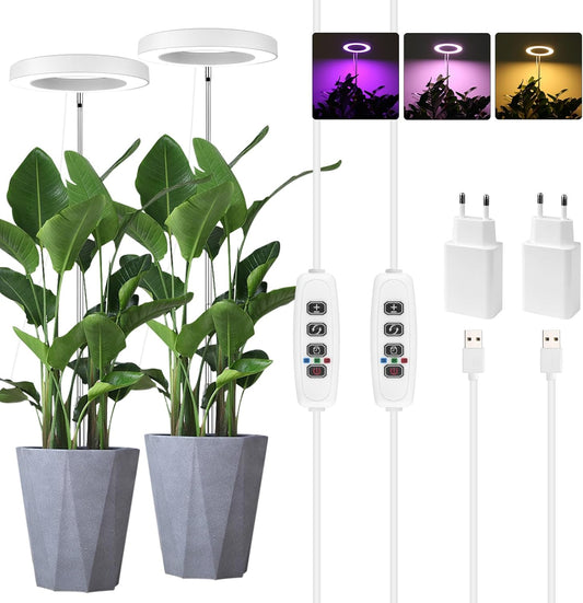 2er-Set LED-Vollspektrum-Pflanzenlampe, Gro&#xDF;e Halo Pflanzenlampe 2 Packung
