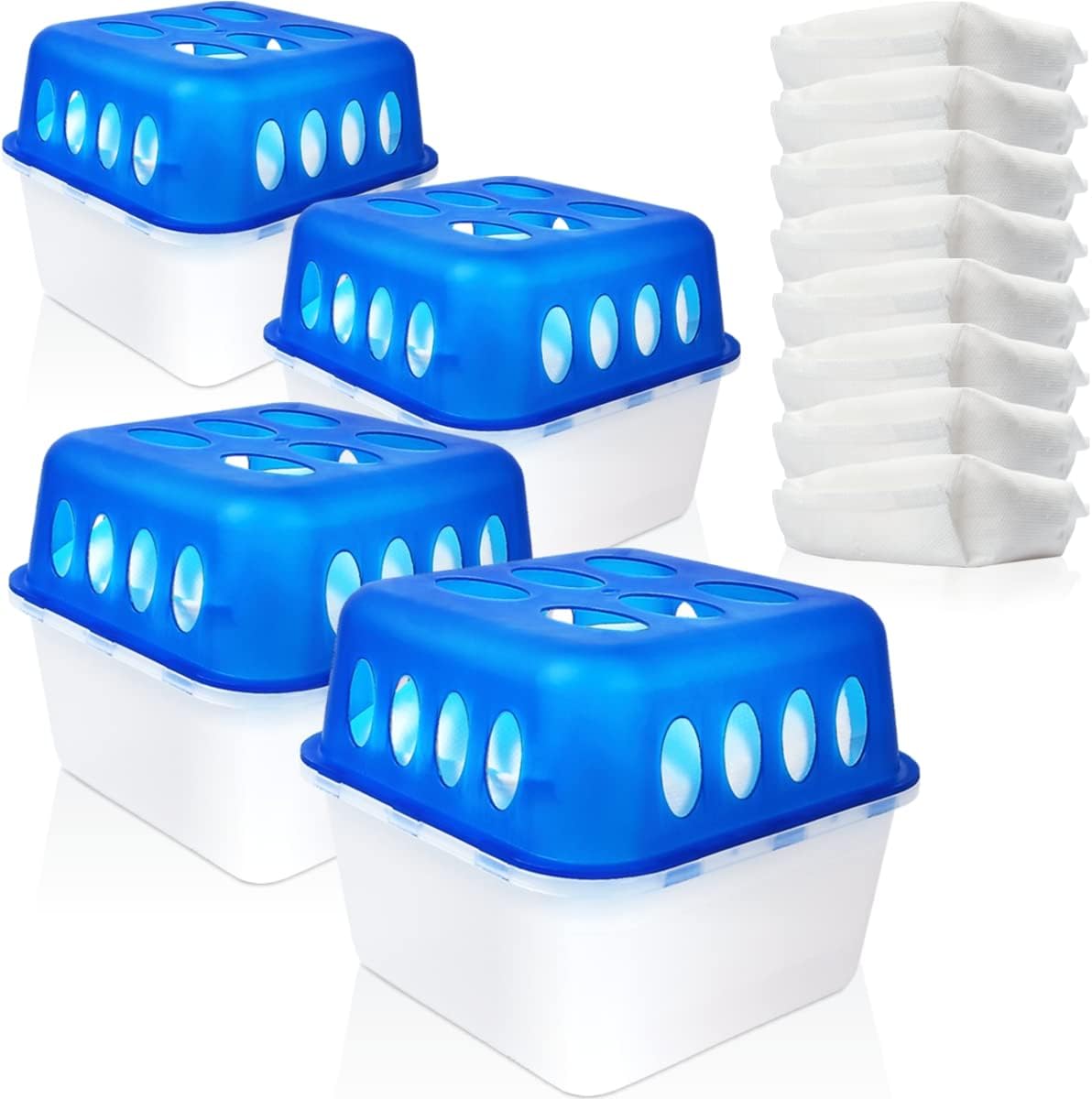 4x Luftentfeuchter Boxen mit 8 Nachfüllpacks, 4x Box + 8x Nachfüllpack 400g