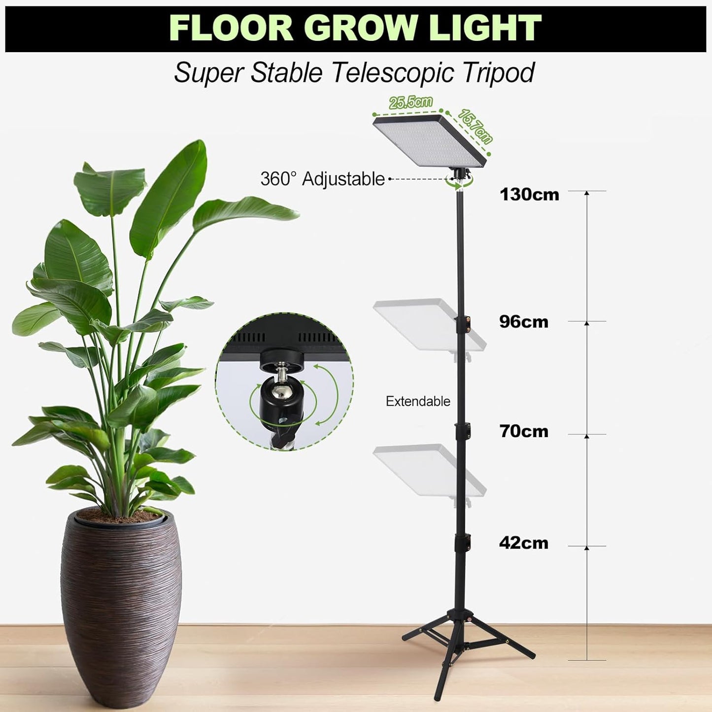 LED Pflanzenlampe mit Ständer und Timer (Vollspektrum), Vollspektrum