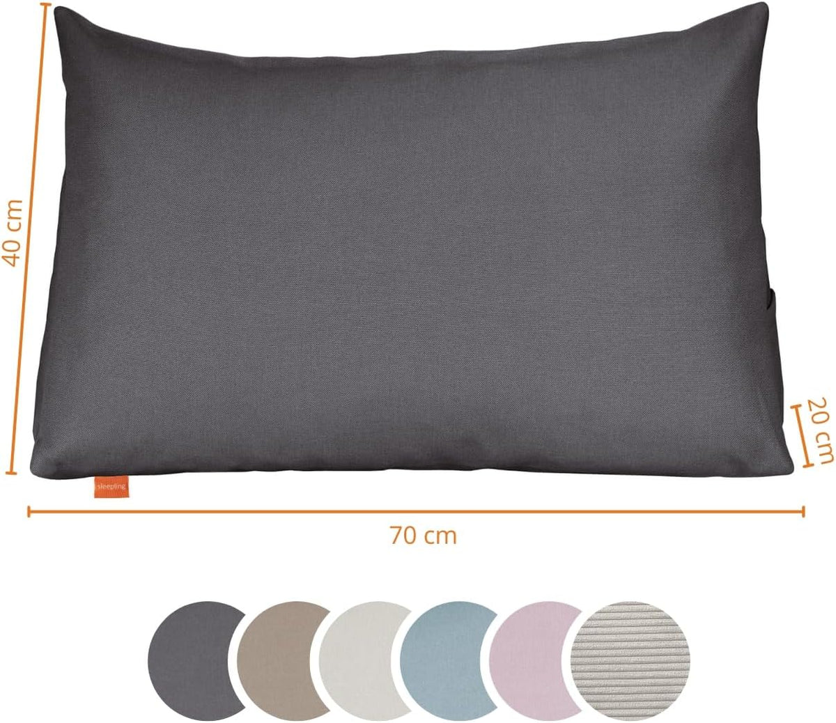 Keilkissen für Rücken und Sofa (70 cm breit), Dunkelgrau 70 x 40 x 20 cm