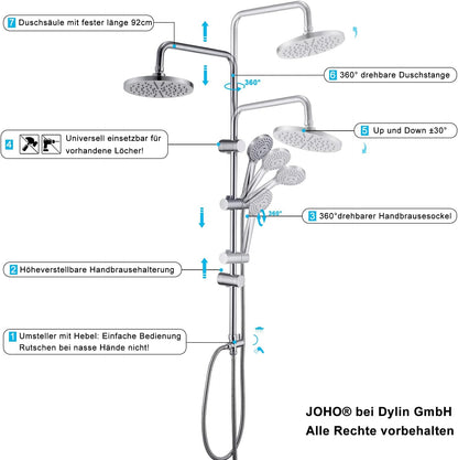 Regendusche ohne Armatur, P-YTD20, P-YTD20 Chrom