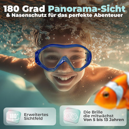 Panorama Taucherbrille für Kinder, Blau
