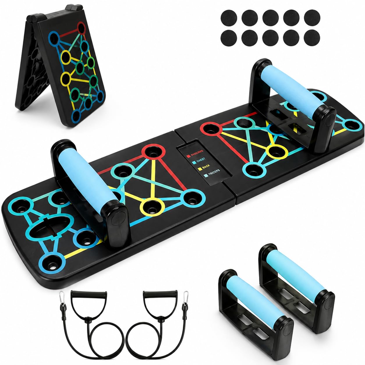 17-in-1 Push-Up Board mit Griffen, Schwarz