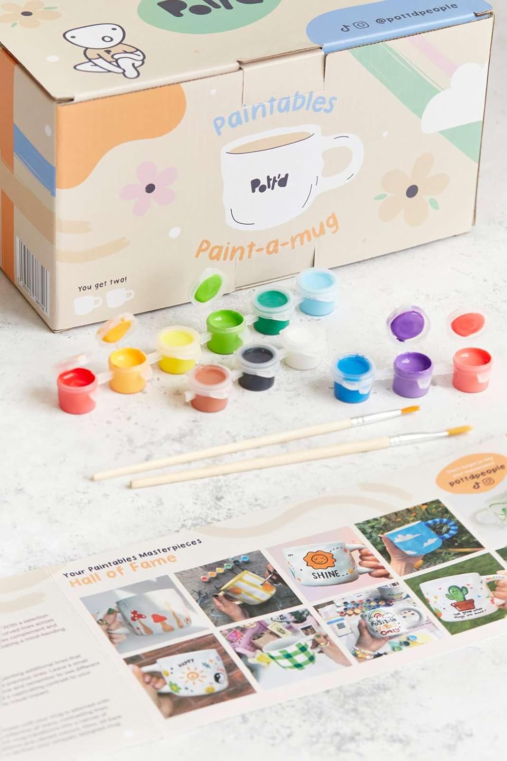 Keramik-Bemalen-Set mit Tassen, Doppel|Klassisches Tassenmalset