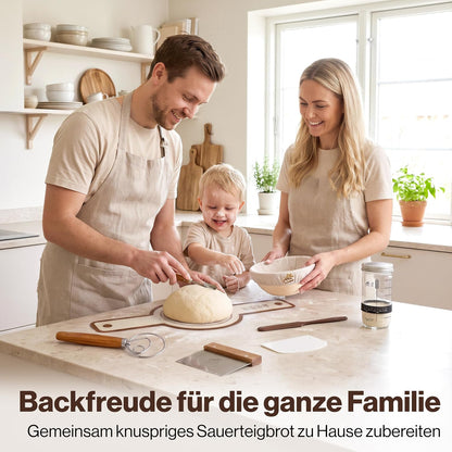 7-teiliges Sauerteig-Starter-Set mit Gärkörbchen, Gärkörbchen Set Rund