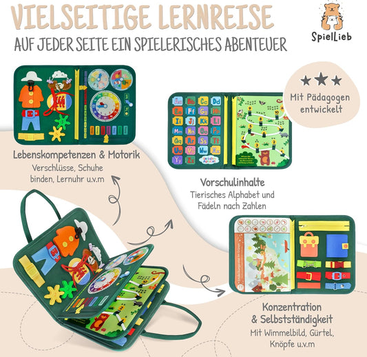 Montessori Busy Board ab 3 Jahren - Activity Spielzeug, grün