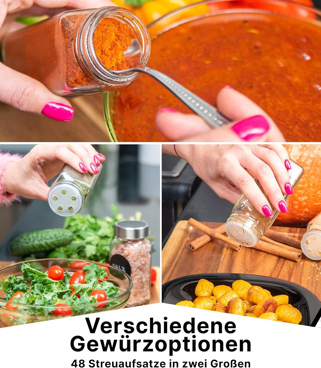 Gewürzgläser-Set mit Schraubkappe, 24er Set - Weiss