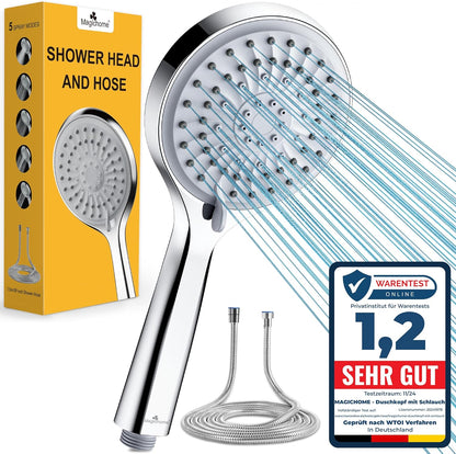 Duschkopf mit Schlauch, Grau mit Schlauch