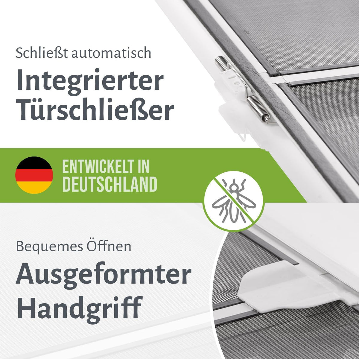 Fliegengitter Tür mit Handgriff, 80 x 200 cm (Selbstbausatz) Weiss