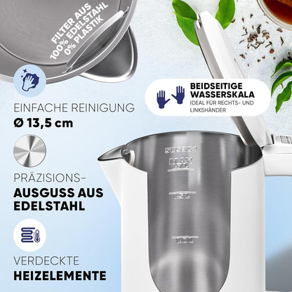 Wasserkocher mit Temperatureinstellung und Warmhaltefunktion, Weiss