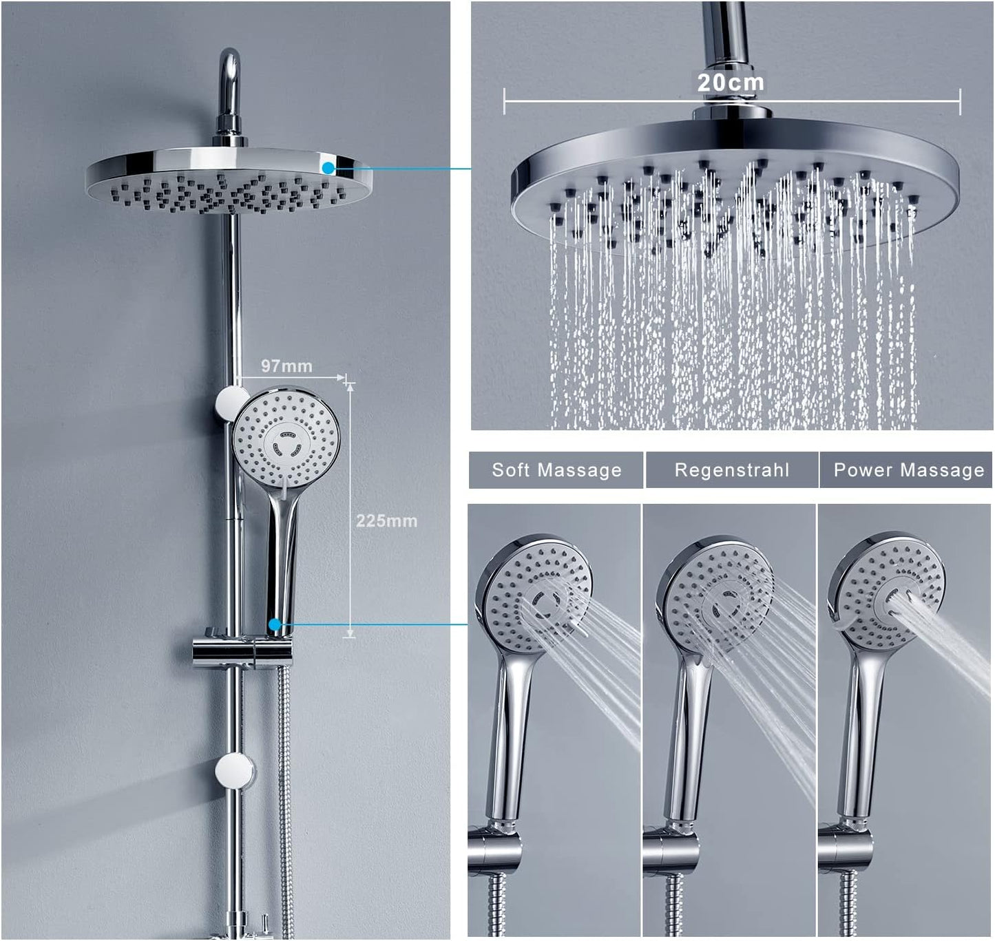 Regendusche ohne Armatur, P-YTD20, P-YTD20 Chrom