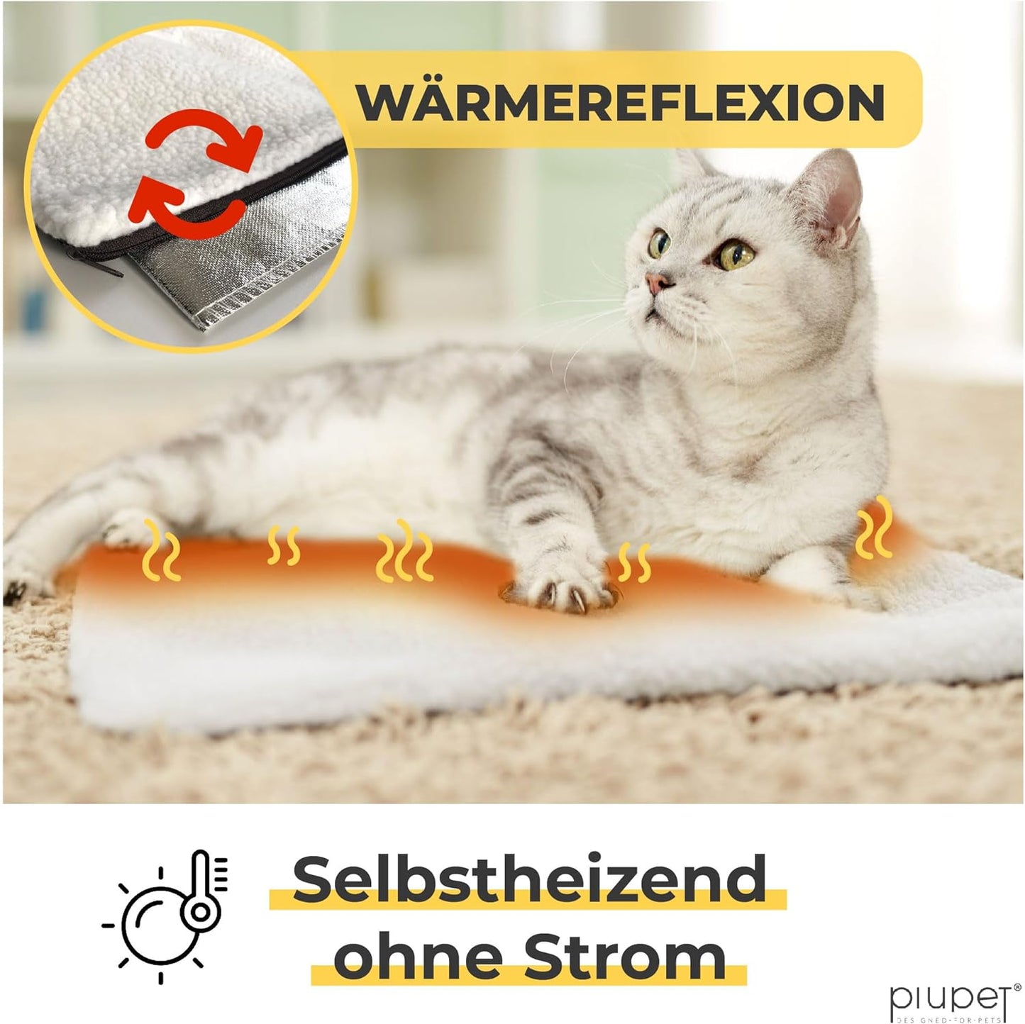 Selbstheizende Katzendecke, Weiss, Für Katzen