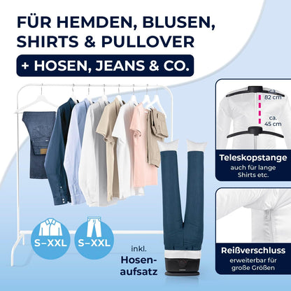 Automatischer Hemdenbügler Pro mit Hosenaufsatz, Pro mit Hosenaufsatz Schwarz