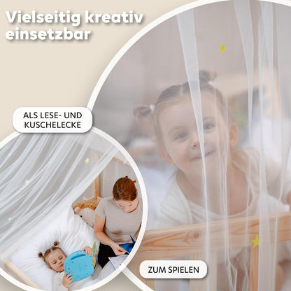 Betthimmel mit Leuchtsternen, Weiss 2er Set 135 x 270cm