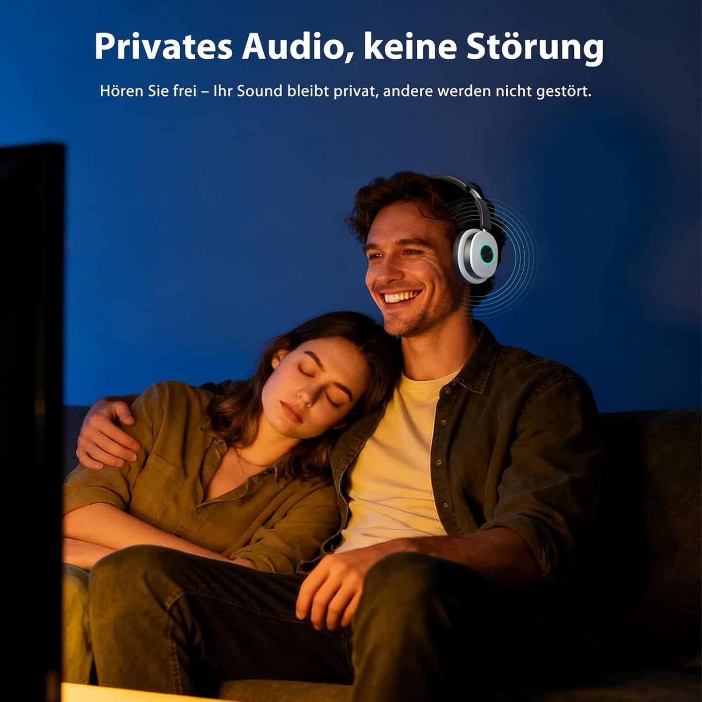 Kabellose TV-Kopfhörer mit Sender-Ladestation, Schwarz & Weiss