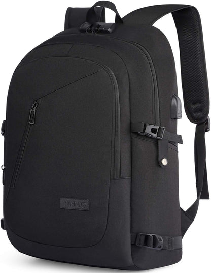 Laptop-Rucksack mit USB-Port, Gepäckgurt, 17 Zoll Schwarz-1