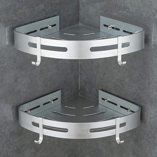 Eck-Duschregal Set ohne Bohren (2 Stück), Silber