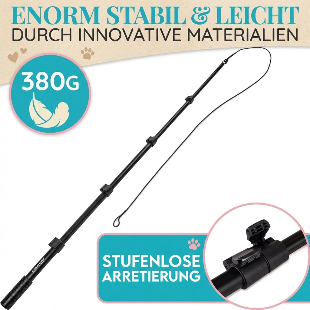 Reizangel-Set für Hunde, Reizangel 151cm + Seile 140cm Schwarz