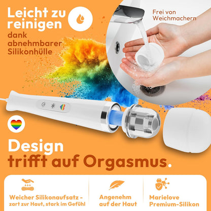 Magic Wand Massagestab mit Kabel & App-Steuerung, 20 Modi, Weiss