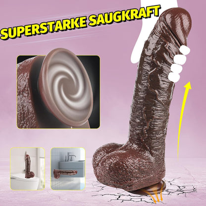 Realistischer Vibrator mit 9 Modi und Stossfunktion, Braun
