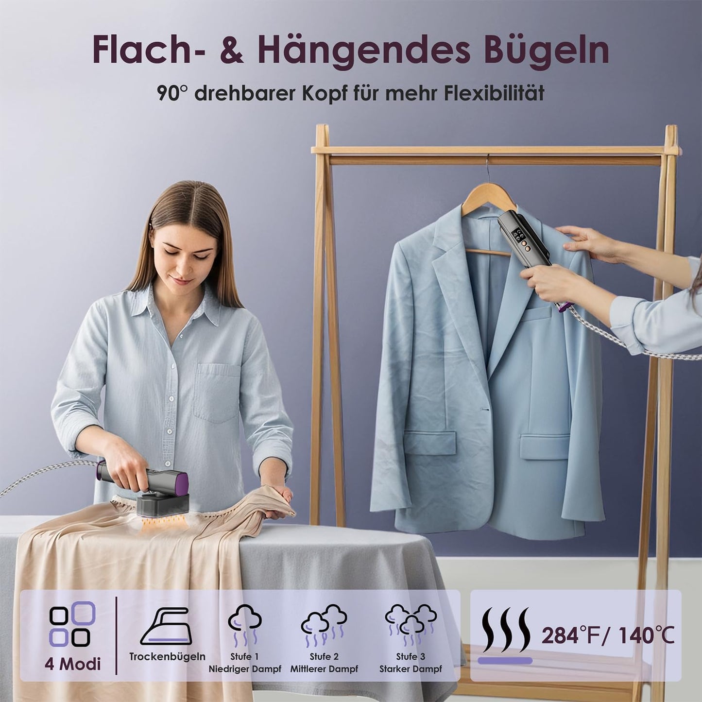 2-in-1 Steamer mit Trocken- & Dampfmodus