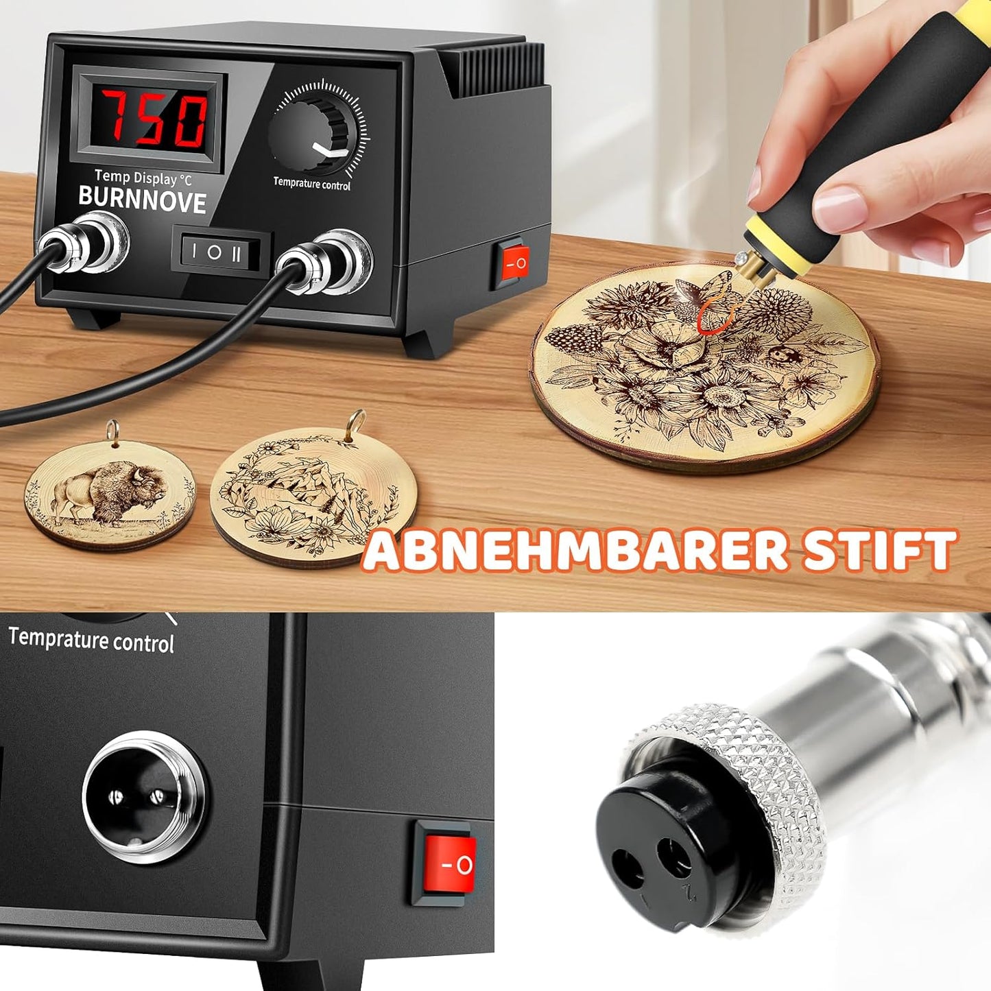 Pyrographie-Set mit LCD-Display und 21 Spitzen, Doppel-pyrographie-stifte