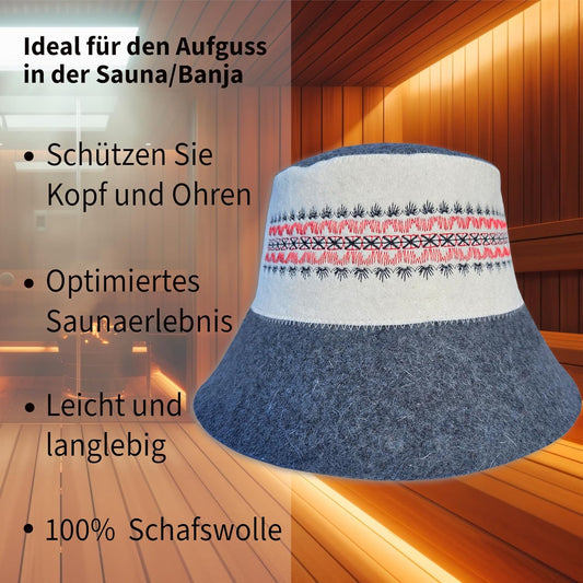 Saunahut, Grau-Weiss