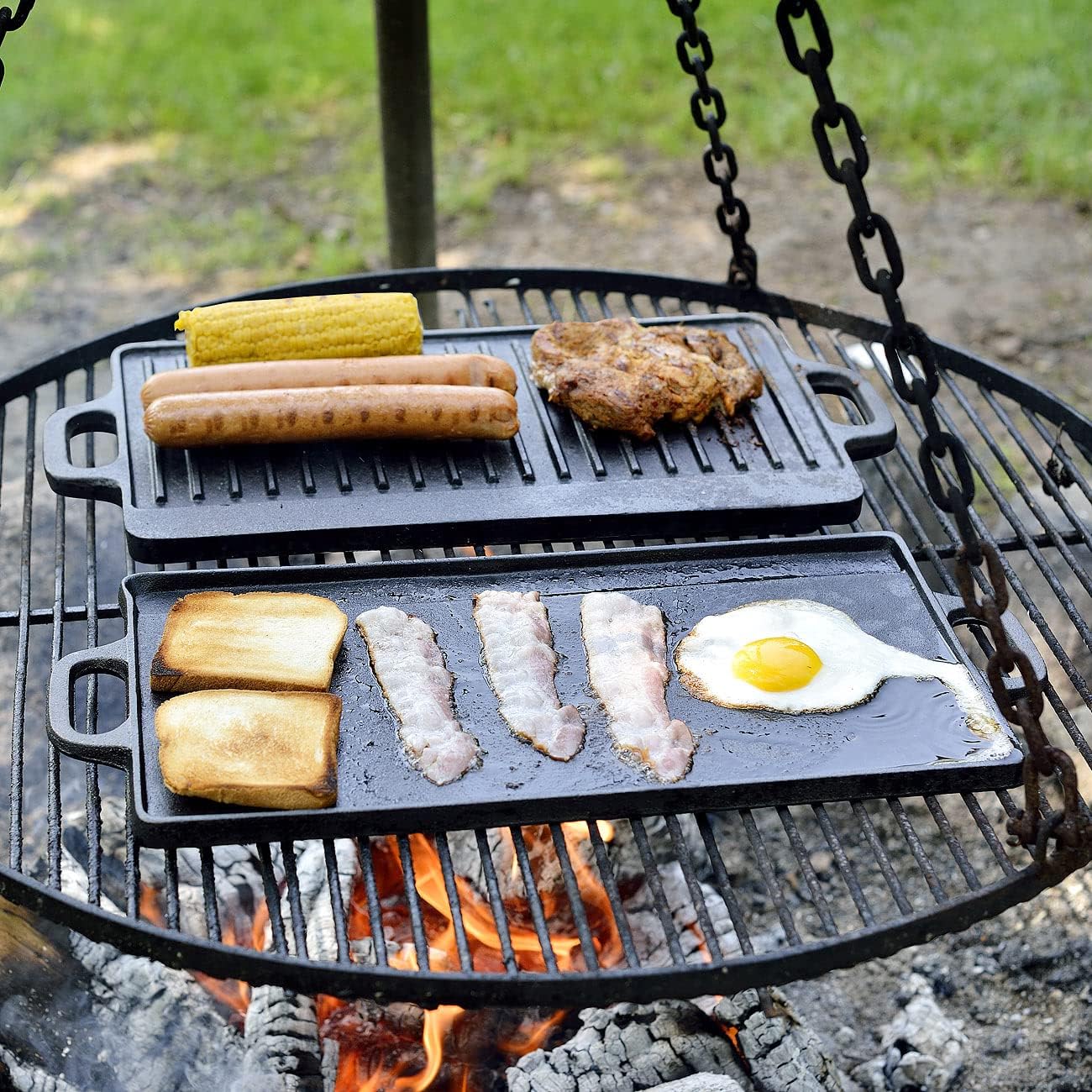 Gusseiserne Wende-Grillplatte, 1er 40 x 20,5 cm