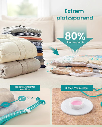 12er-Pack Vakuumbeutel-Set für Kleidung, 12 Beutel (3S+3M+3L+3J)