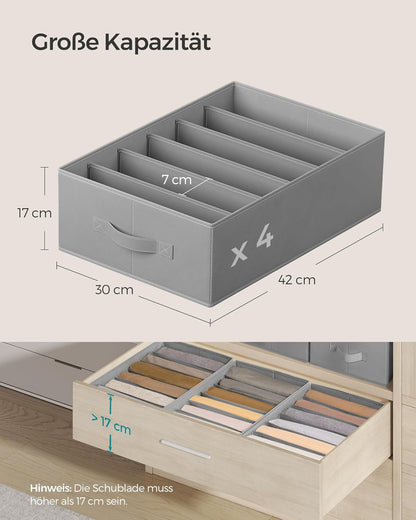 6-teiliges Kleiderschrank-Organizer-Set, Taubengrau