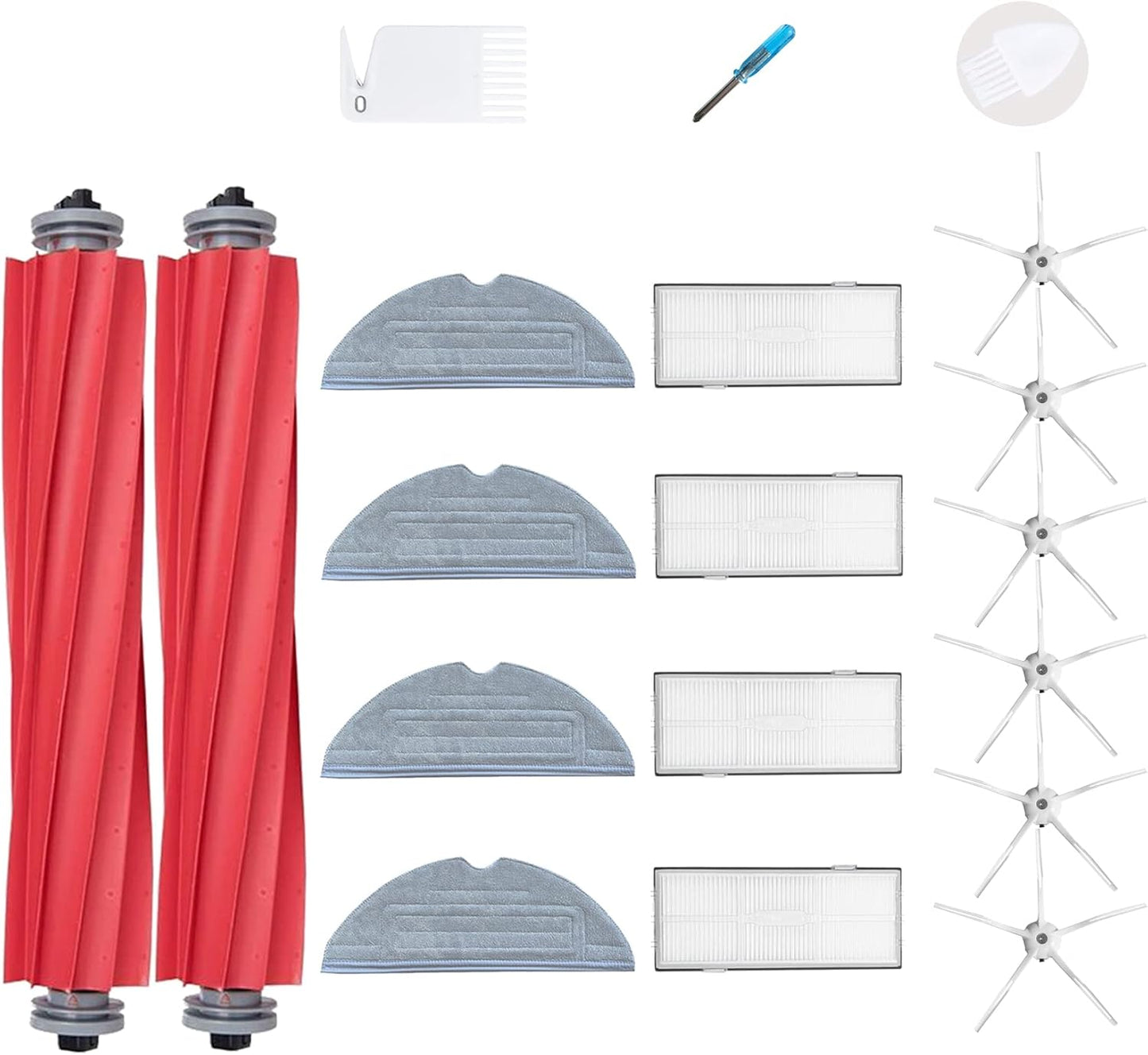17-teiliges Ersatzteile-Set für Roborock S7 Staubsauger, S7 Kit Weiss Seitenbürsten