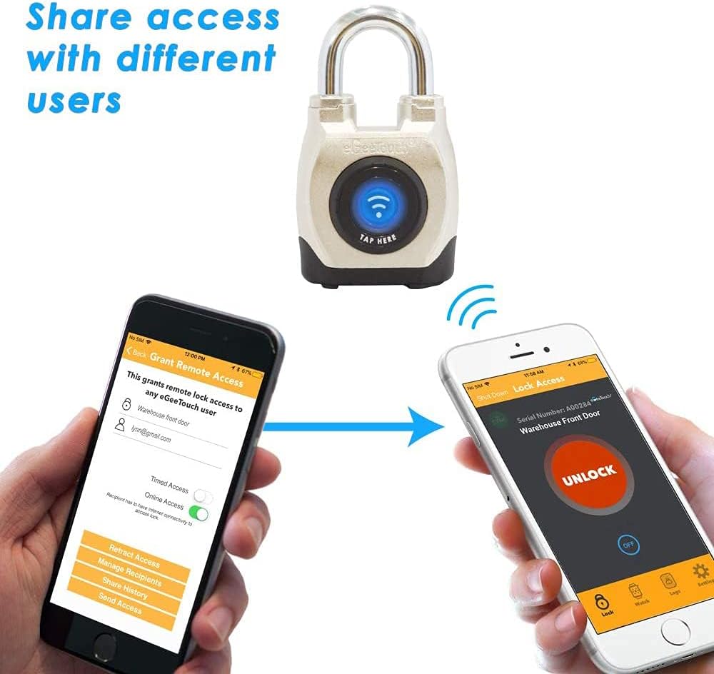 2-teiliges smart Vorhängeschloss-Set, Bluetooth + NFC, 2 Stück