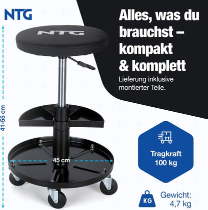 Höhenverstellbarer Werkstatthocker mit Rollen
