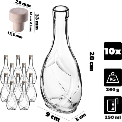 Glasflaschen-Set mit Korken, 250 Ml 10 pieces