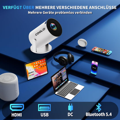Tragbarer Mini-Beamer C2 mit 4K-Unterstützung und 5G WiFi, White