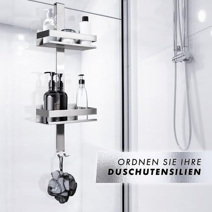 Duschablage mit 2 Hängekörben, zum Hängen Silber