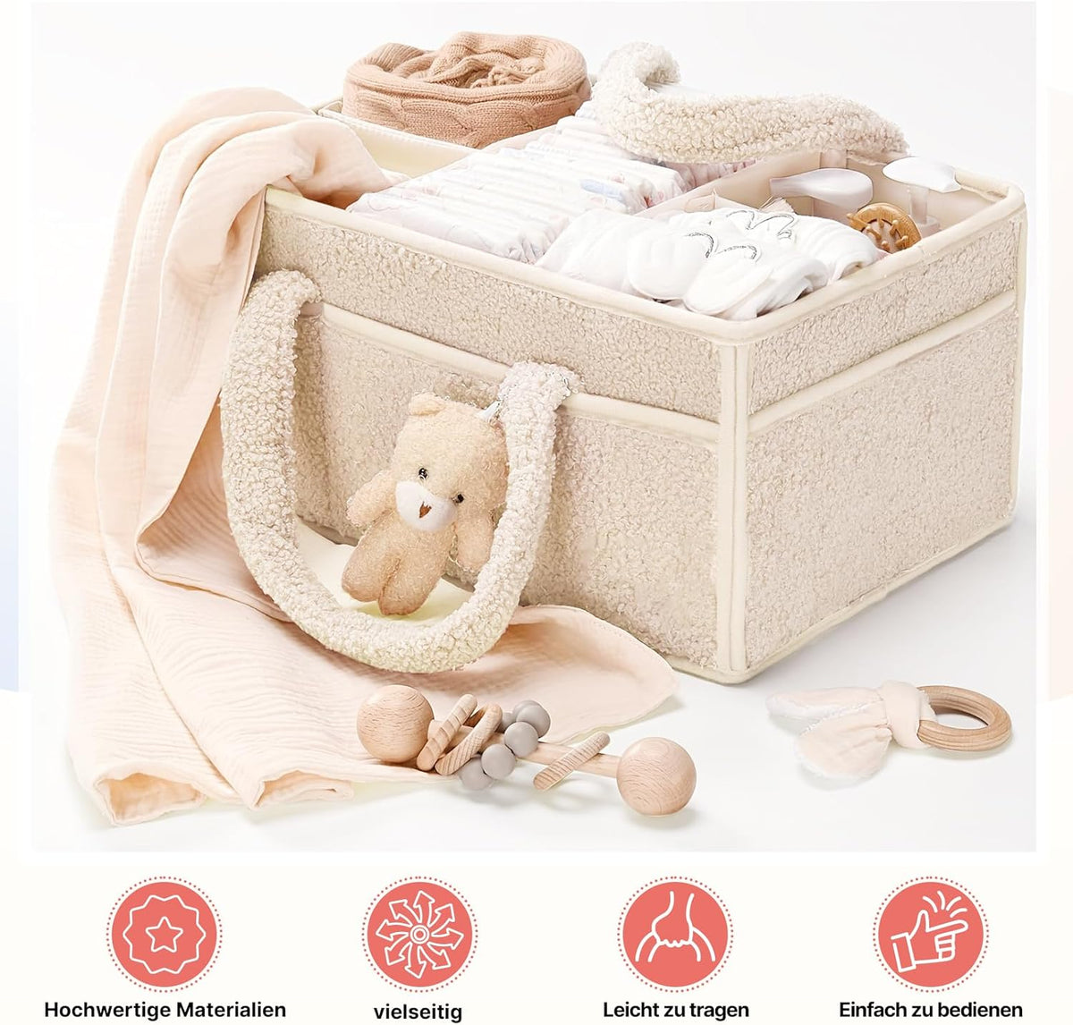 Wickeltaschen-Organizer für Wickeltisch, Weiß