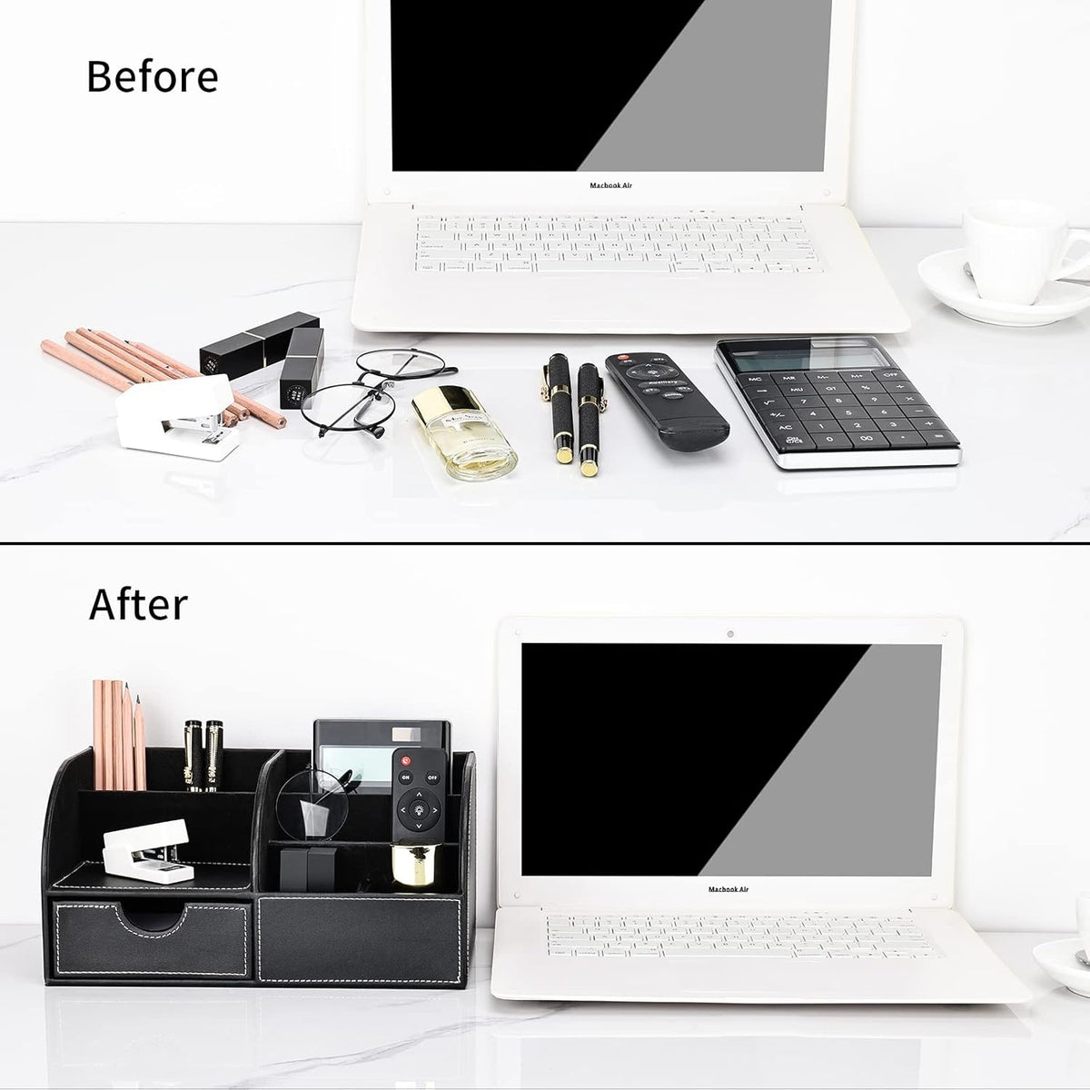Schreibtisch Organizer mit 7 Fächern, Schwarz
